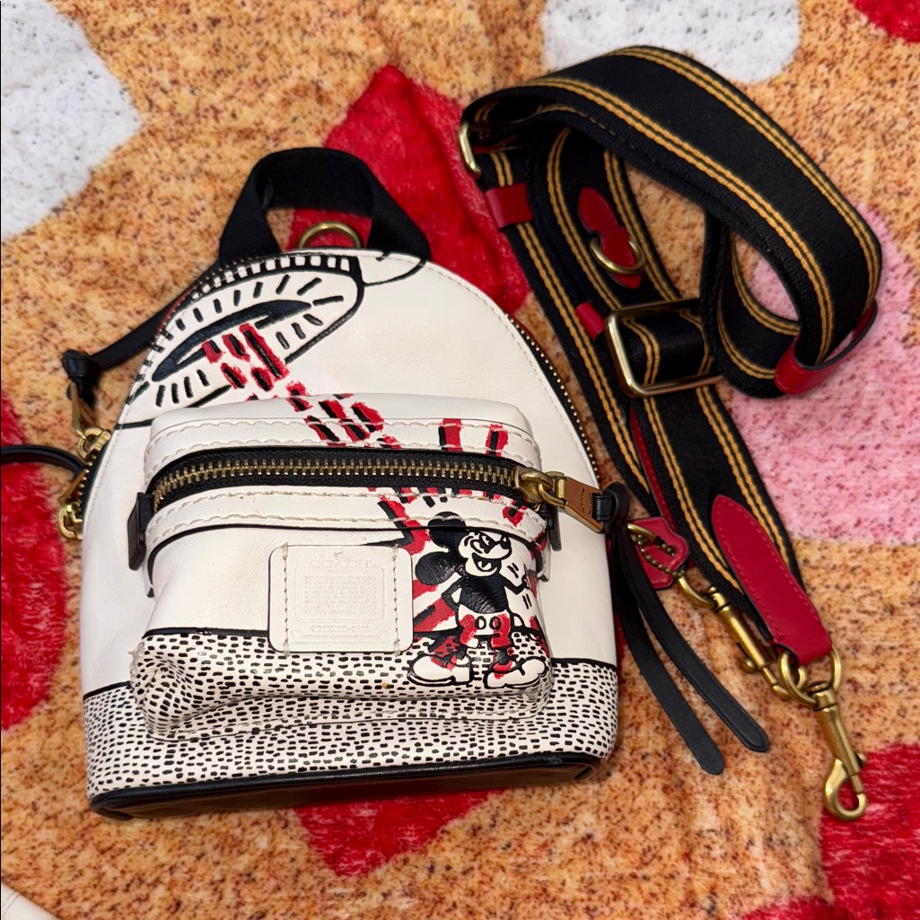 Coach White And Black Mini Backpack